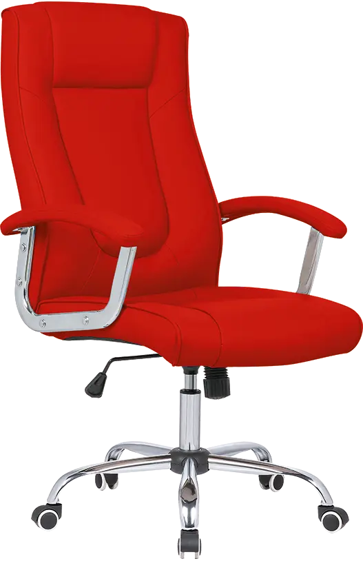 MALLORCA křeslo kancelářské, chrom kříž, kolečka uni, EKO-PU červená