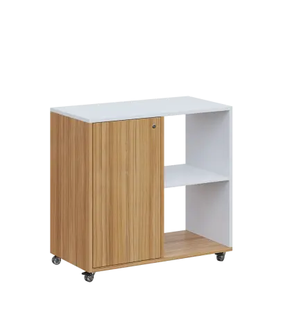 AERO 23 P kancelářská skříň, 1-dveřová/2 niky, pravá, 750x800x400, kolečka, platinově bílá/coco bolo