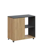 AERO 23 P kancelářská skříň, 1-dveřová/2 niky, pravá, 750x800x400, kolečka, antracit/dub fjord