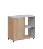 AERO 23 P kancelářská skříň, 1-dveřová/2 niky, pravá, 750x800x400, kolečka, šedá/dub bardolino