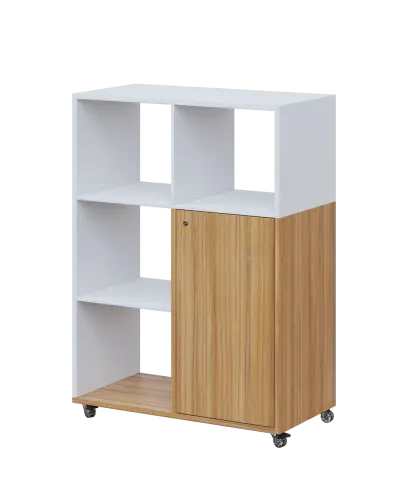 AERO 33 L kancelářská skříň, 1-dveřová/4 niky, levá, 1100x800x400, kolečka, platinově bílá/coco bolo