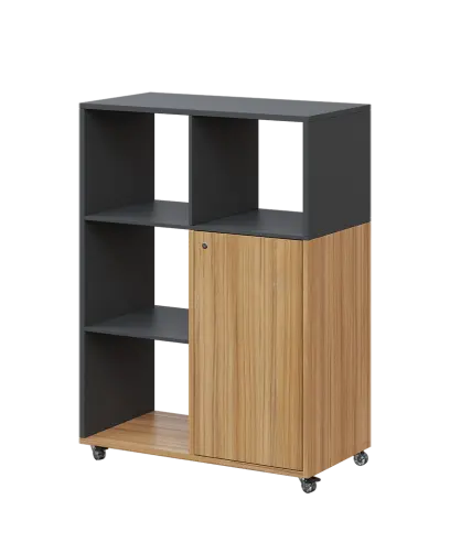 AERO 33 L kancelářská skříň, 1-dveřová/4 niky, levá, 1100x800x400, kolečka, antracit/coco bolo