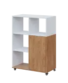 AERO 33 L kancelářská skříň, 1-dveřová/4 niky, levá, 1100x800x400, kolečka, platinově bílá/dub klasi