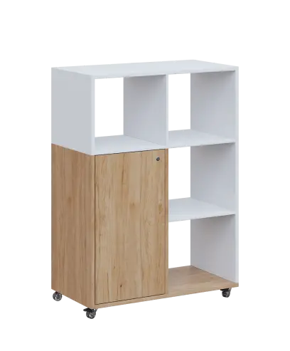AERO 33 P kancelářská skříň, 1-dveřová/4 niky, pravá, 1100x800x400, kolečka, platinově bílá/dub hick AERO 33 P kancelářská skříň, 1-dveřová/4 niky, pravá, 1100x800x400, kolečka, platinově bílá/dub hickory
