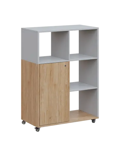 AERO 33 P kancelářská skříň, 1-dveřová/4 niky, pravá, 1100x800x400, kolečka, šedá/dub hickory AERO 33 P kancelářská skříň, 1-dveřová/4 niky, pravá, 1100x800x400, kolečka, šedá/dub hickory