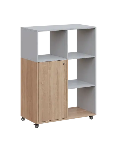 AERO 33 P kancelářská skříň, 1-dveřová/4 niky, pravá, 1100x800x400, kolečka, šedá/dub bardolino AERO 33 P kancelářská skříň, 1-dveřová/4 niky, pravá, 1100x800x400, kolečka, šedá/dub bardolino