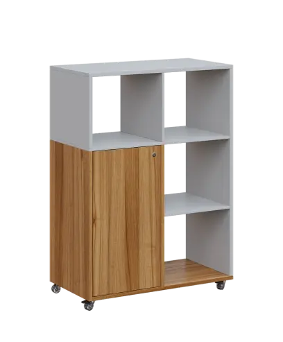 AERO 33 P kancelářská skříň, 1-dveřová/4 niky, pravá, 1100x800x400, kolečka, šedá/ořech světlý AERO 33 P kancelářská skříň, 1-dveřová/4 niky, pravá, 1100x800x400, kolečka, šedá/ořech světlý