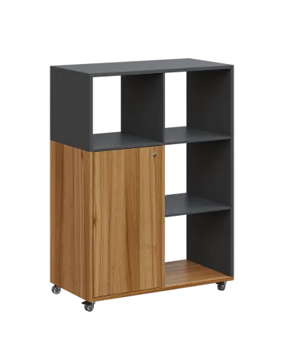 AERO 33 P kancelářská skříň, 1-dveřová/4 niky, pravá, 1100x800x400, kolečka, antracit/ořech světlý AERO 33 P kancelářská skříň, 1-dveřová/4 niky, pravá, 1100x800x400, kolečka, antracit/ořech světlý