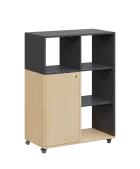 AERO 33 P kancelářská skříň, 1-dveřová/4 niky, pravá, 1100x800x400, kolečka, antracit/bříza irská