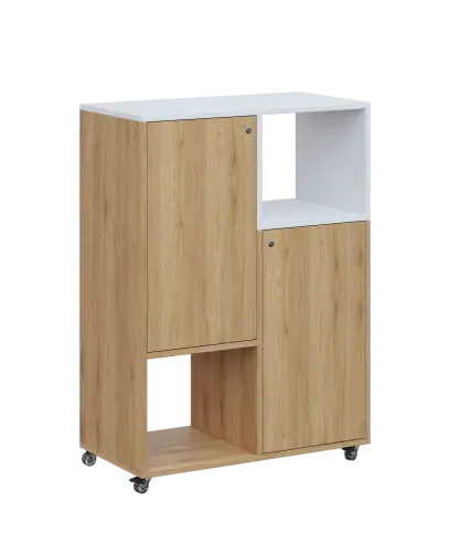 AERO 34 P kancelářská skříň, 2-dveřová/4 niky, pravá, 1100x800x400, kolečka, platinově bílá/dub fjor AERO 34 P kancelářská skříň, 2-dveřová/4 niky, pravá, 1100x800x400, kolečka, platinově bílá/dub fjord