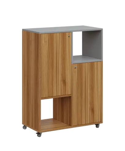 AERO 34 P kancelářská skříň, 2-dveřová/4 niky, pravá, 1100x800x400, kolečka, chinchilla šedá/ořech s AERO 34 P kancelářská skříň, 2-dveřová/4 niky, pravá, 1100x800x400, kolečka, chinchilla šedá/ořech světlý