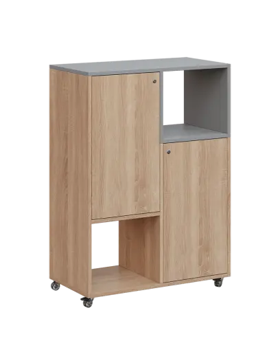 AERO 34 P kancelářská skříň, 2-dveřová/4 niky, pravá, 1100x800x400, kolečka, chinchilla šedá/dub bar AERO 34 P kancelářská skříň, 2-dveřová/4 niky, pravá, 1100x800x400, kolečka, chinchilla šedá/dub bardolino