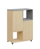 AERO 34 P kancelářská skříň, 2-dveřová/4 niky, pravá, 1100x800x400, kolečka, chinchilla šedá/bříza i