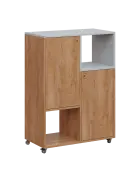 AERO 34 P kancelářská skříň, 2-dveřová/4 niky, pravá, 1100x800x400, kolečka, šedá/dub klasik