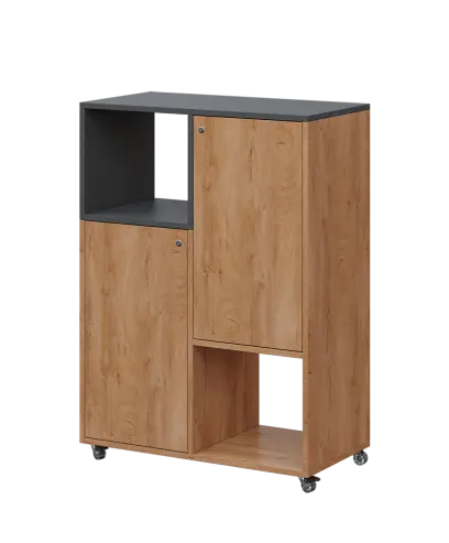 AERO 34 L kancelářská skříň, 2-dveřová/4 niky, levá, 1100x800x400, kolečka, antracit/dub klasik AERO 34 L kancelářská skříň, 2-dveřová/4 niky, levá, 1100x800x400, kolečka, antracit/dub klasik