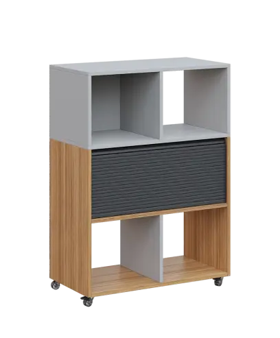 AERO 35 kancelářská skříň, roletková/4 niky, 1100x800x400, kolečka, šedá/coco bolo