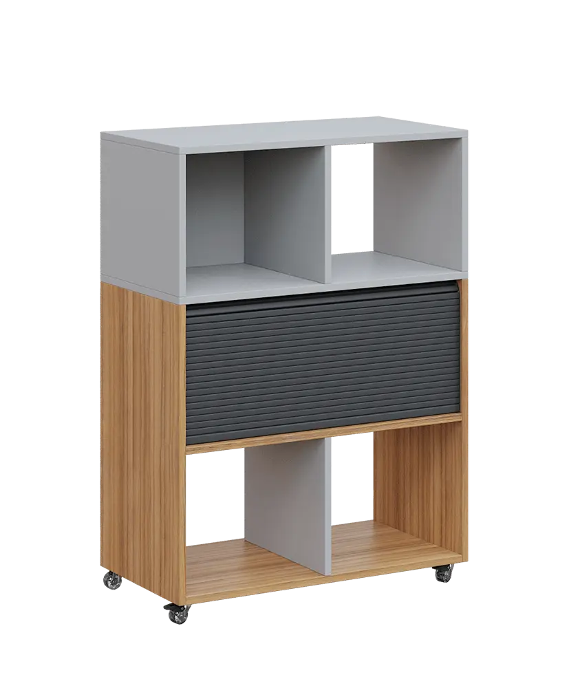 AERO 35 kancelářská skříň, roletková/4 niky, 1100x800x400, kolečka, šedá/coco bolo