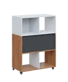 AERO 35 kancelářská skříň, roletková/4 niky, 1100x800x400, kolečka, platinově bílá/dub klasik