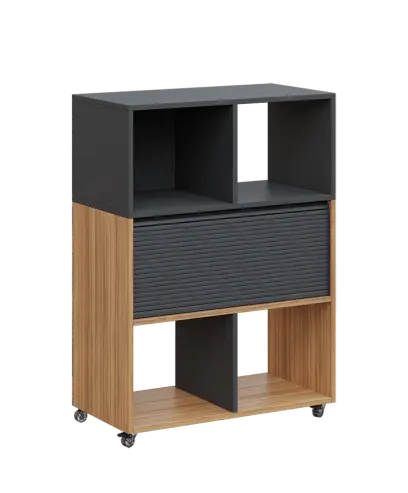 AERO 35 kancelářská skříň, roletková/4 niky, 1100x800x400, kolečka, antracit/coco bolo