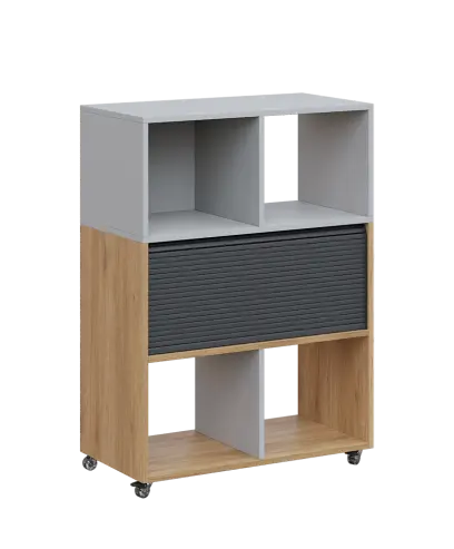 AERO 35 kancelářská skříň, roletková/4 niky, 1100x800x400, kolečka, šedá/dub fjord AERO 35 kancelářská skříň, roletková/4 niky, 1100x800x400, kolečka, šedá/dub fjord