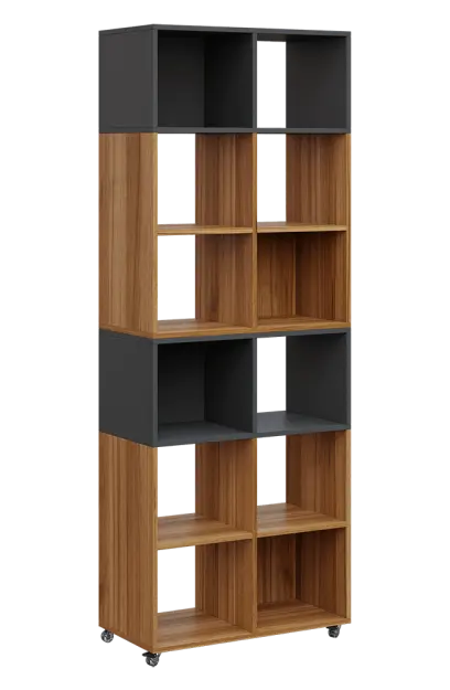 AERO 41 kancelářská skříň, otevřená, 2150x800x400, kolečka, platinově antracit/ořech světlý