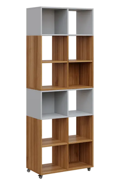 AERO 41 kancelářská skříň, otevřená, 2150x800x400, kolečka, platinově šedá/ořech světlý