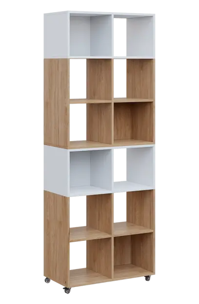 AERO 41 kancelářská skříň, otevřená, 2150x800x400, kolečka, platinově platinově bílá/dub hickory