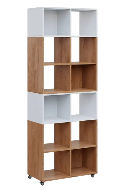 AERO 41 kancelářská skříň, otevřená, 2150x800x400, kolečka, platinově platinově bílá/dub klasik