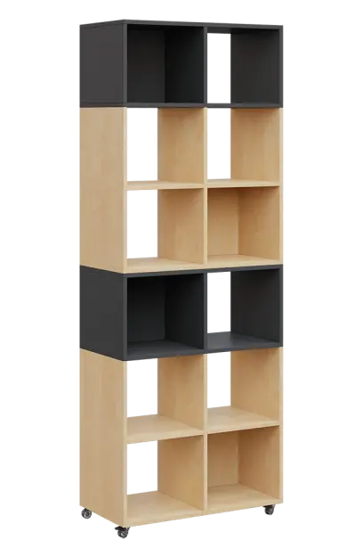 AERO 41 kancelářská skříň, otevřená, 2150x800x400, kolečka, platinově antracit/bříza irská AERO 41 kancelářská skříň, otevřená, 2150x800x400, kolečka, platinově antracit/bříza irská