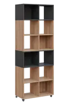 AERO 41 kancelářská skříň, otevřená, 2150x800x400, kolečka, platinově antracit/dub bardolino