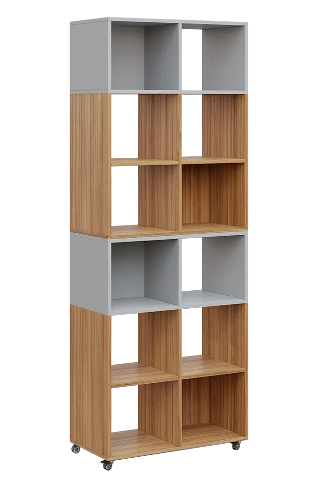 AERO 41 kancelářská skříň, otevřená, 2150x800x400, kolečka, platinově šedá/coco bolo