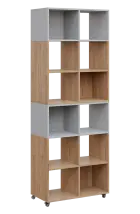 AERO 41 kancelářská skříň, otevřená, 2150x800x400, kolečka, platinově šedá/dub hickory