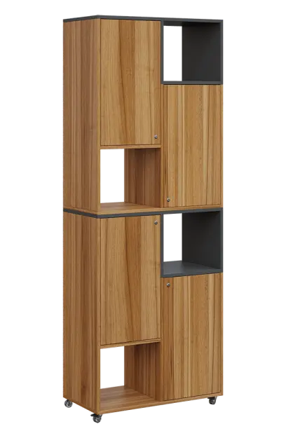 AERO 42 P kancelářská skříň, 4-dveřová/4 niky, pravá, 2150x800x400, kolečka, antracit/ořech světlý AERO 42 P kancelářská skříň, 4-dveřová/4 niky, pravá, 2150x800x400, kolečka, antracit/ořech světlý