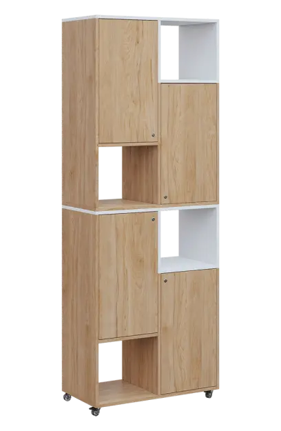 AERO 42 P kancelářská skříň, 4-dveřová/4 niky, pravá, 2150x800x400, kolečka, platinově bílá/dub hick AERO 42 P kancelářská skříň, 4-dveřová/4 niky, pravá, 2150x800x400, kolečka, platinově bílá/dub hickory