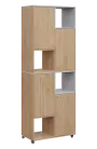 AERO 42 P kancelářská skříň, 4-dveřová/4 niky, pravá, 2150x800x400, kolečka, šedá/dub hickory