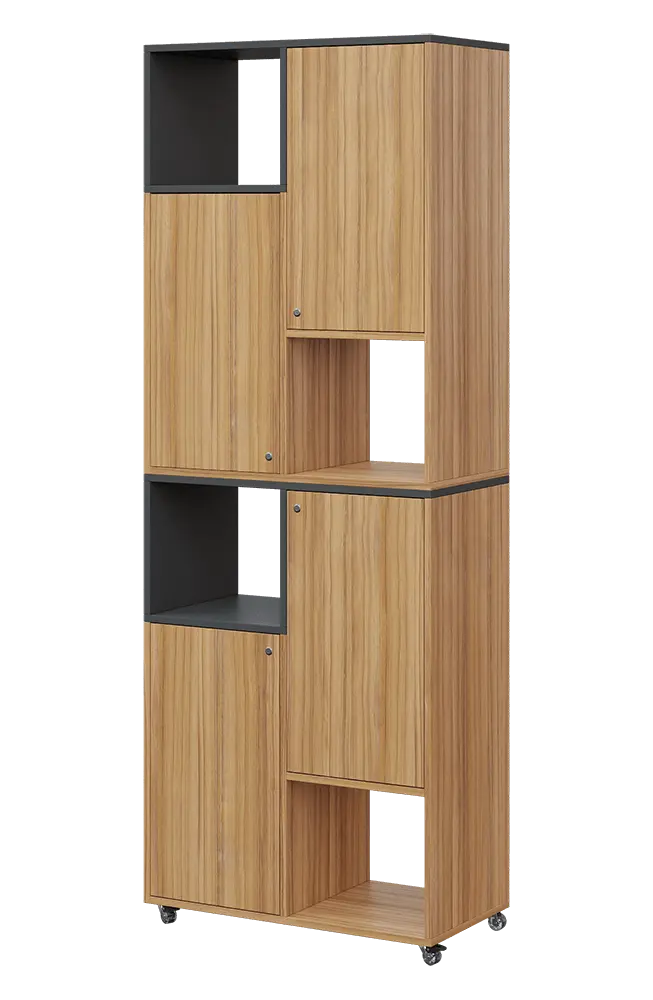 AERO 42 L kancelářská skříň, 4-dveřová/4 niky, levá, 2150x800x400, kolečka, antracit/coco bolo