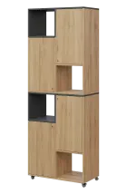 AERO 42 L kancelářská skříň, 4-dveřová/4 niky, levá, 2150x800x400, kolečka, antracit/dub fjord