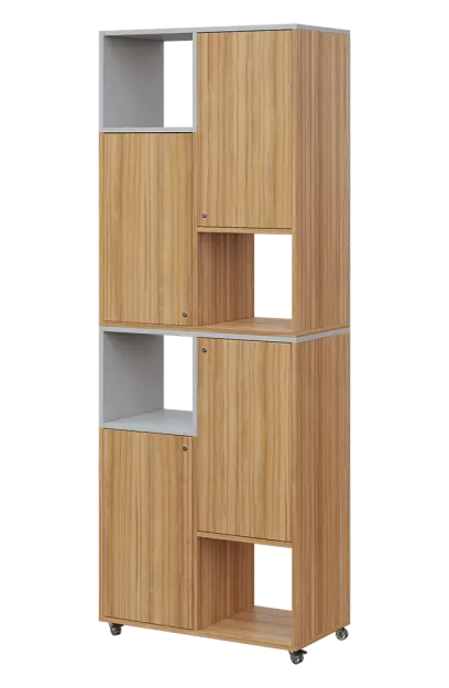 AERO 42 L kancelářská skříň, 4-dveřová/4 niky, levá, 2150x800x400, kolečka, šedá/coco bolo