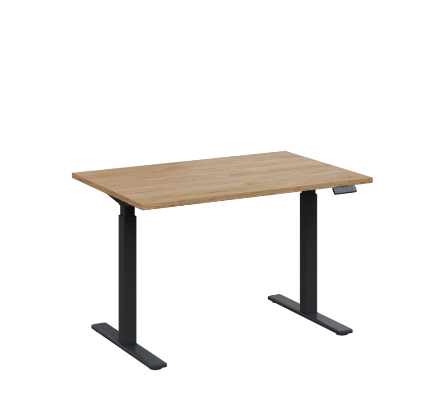 AERO 05 výškově nastavitelný stůl, kovová podnož antracit, deska 25 mm, široký 1200 mm, dub hickory