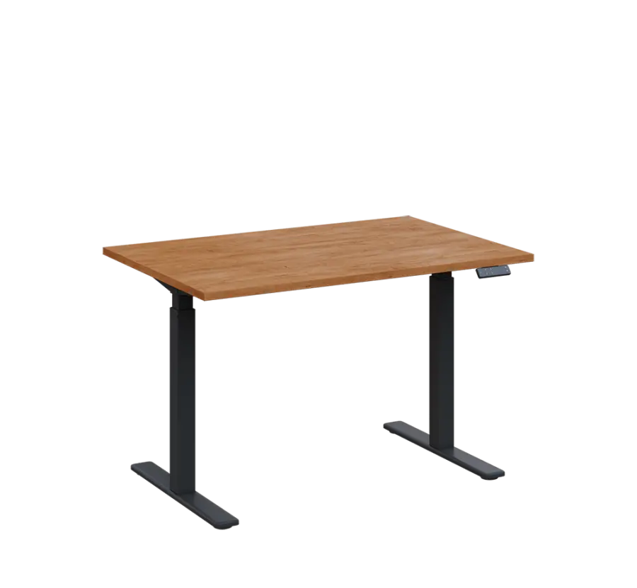 AERO 05 výškově nastavitelný stůl, kovová podnož antracit, deska 25 mm, široký 1200 mm, dub klasik