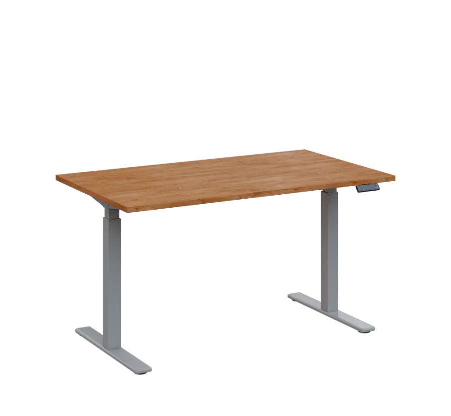 AERO 06 výškově nastavitelný stůl, kovová podnož stříbrná, deska 25 mm, široký 1400 mm, dub klasik