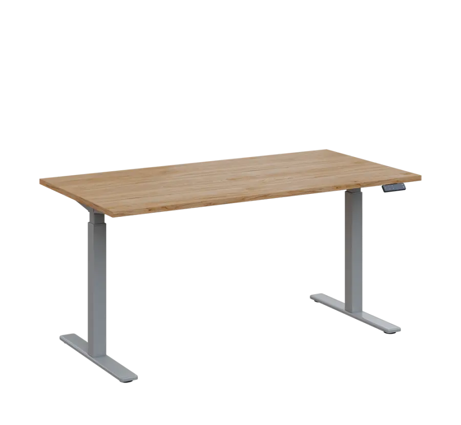 AERO 07 výškově nastavitelný stůl, kovová podnož stříbrná, deska 25 mm, široký 1600 mm, dub hickory