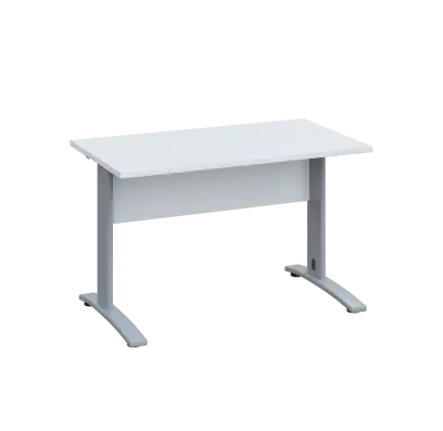 LK 27 - 12 stůl kancelářský, kovová podnož stříbrná, deska 25 mm, široký 1200 mm, bílá