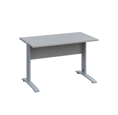 LK 27 - 12 stůl kancelářský, kovová podnož stříbrná, deska 25 mm, široký 1200 mm, šedá