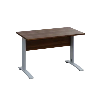 LK 27 - 12 stůl kancelářský, kovová podnož stříbrná, deska 25 mm, široký 1200 mm, ořech královský