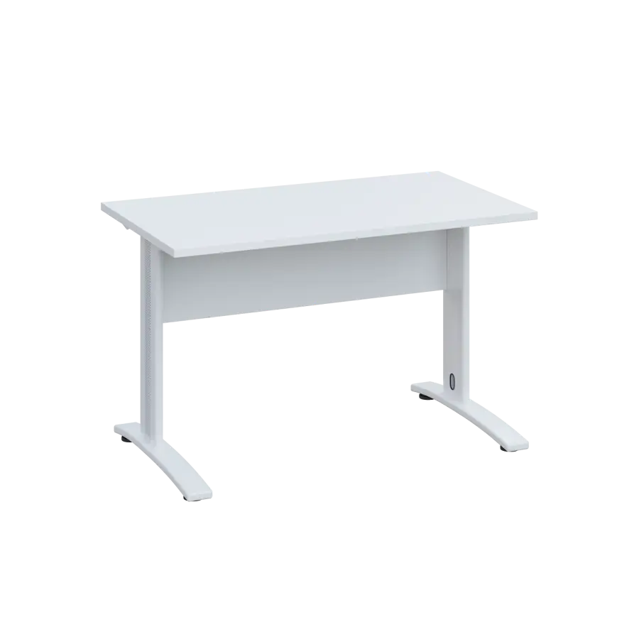 LK 27 - 12 stůl kancelářský, kovová podnož bílá, deska 25 mm, široký 1200 mm, bílá