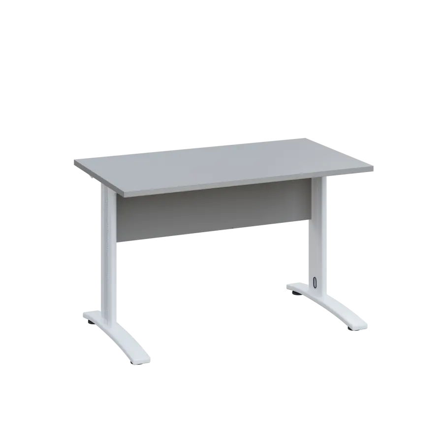 LK 27 - 12 stůl kancelářský, kovová podnož bílá, deska 25 mm, široký 1200 mm, šedá