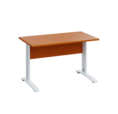 LK 27 - 12 stůl kancelářský, kovová podnož bílá, deska 25 mm, široký 1200 mm, třešeň šumavská