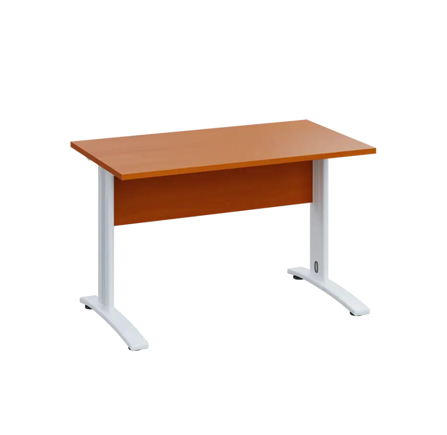 LK 27 - 12 stůl kancelářský, kovová podnož bílá, deska 25 mm, široký 1200 mm, třešeň šumavská
