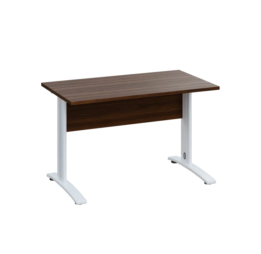 LK 27 - 12 stůl kancelářský, kovová podnož bílá, deska 25 mm, široký 1200 mm, ořech královský